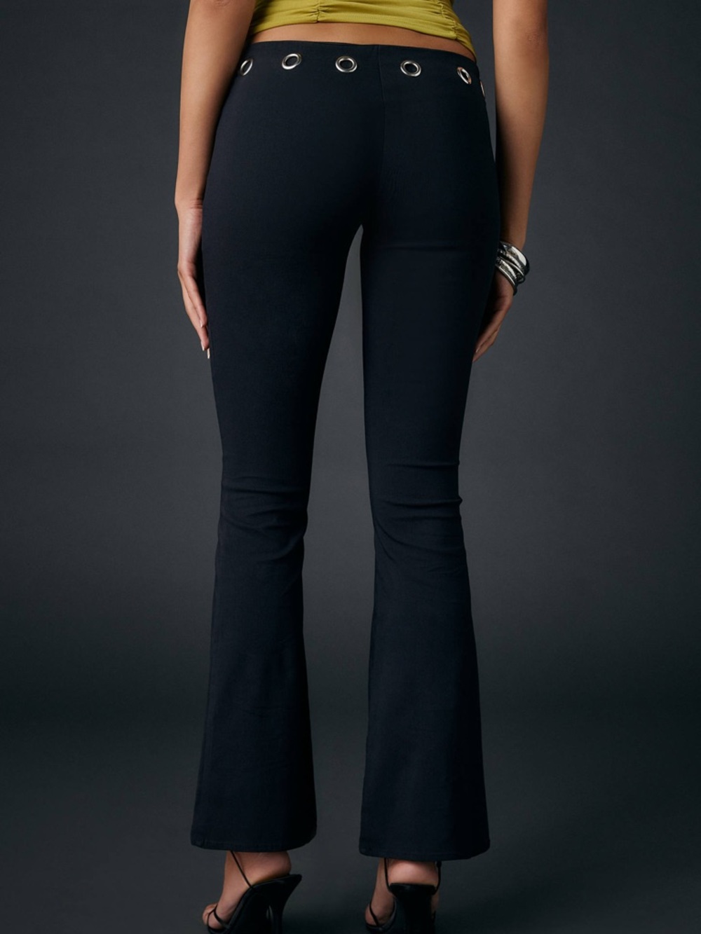 Urban Outfitters Black Flare Pants with Grommet Waist UO - Picture 2 of 4